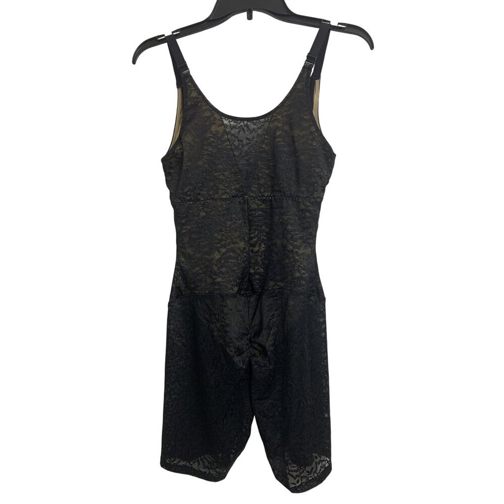 Maidenform L Lace Feminine Shapewear Bodysuit Shorts Black Tan
